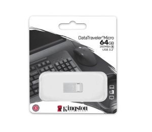 Memorie USB Kingston DataTraveler Micro 64 GB, USB 3.2, Argintiu - Img 3