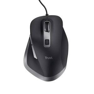 Mouse Trust Fyda cu fir, optic, interfata USB 2.0 rezolutie maxima 5000 DPI, 6 butoane, negru