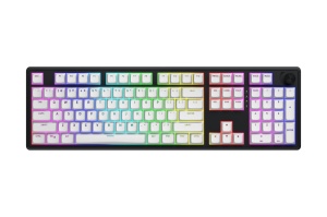 Tastatura wireless Hator Skyfall 100, interfata 2.4GHz, BT5.3, USB, polling rate 1000Hz, capacitate baterie 4000mAh, switch HATOR Aurum Lemon linear, material tasta OMA, buton de control multimedia, sistem de anulare a zgomotului integrat, alb-negru