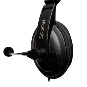 Casti cu micr. Spacer, cu fir, multimedia, 2x Jack 3.mm, microfon pe brat, driver 40mm, 20Hz-20000Hz, 2m, negru - Img 2