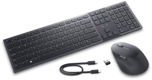 Dell Premier Collaboration Keyboard and Mouse - KM900 - US International (QWERTY), Device Type: Keyboard and mouse set, Backlit: Yes, Interface: 2.4 GHz, Bluetooth 5.1, Wireless Receiver: USB wireless receiver, Dimensions (WxDxH) / Weight: Keyboard: - Img 4