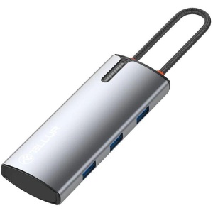 Hub USBC 3.0 Tellur, porturi 1 x HDMI, 3 x USB 3.0, 1 x USB-C, dimensiuni 42 x 112.5 x 16.5 mm, gri - Img 2