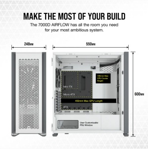 Carcasa Corsair 7000D AIRFLOW, RGB, Full Tower, White - Img 4