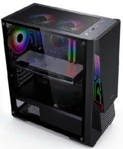 Carcasa gaming Serioux Rogue, tip middle tower, mesh si banda ARGB, Capac superior cu filtru magnetic de praf, panoul lateral: sticla securizata, sasiu: SPCC 0.6T, USB2.0x2+HD Audio, USB 3.0 x1, porturi rezervate pentru ventilator:, față: 1 ventilator - Img 2