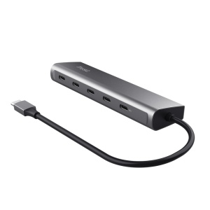 Hub Trust Halyx, 5 porturi USB-C 3.2 gen 1: 1 USB-C 100W PD port / 4 USB-C data ports, USB PD 3.0, gri - Img 4