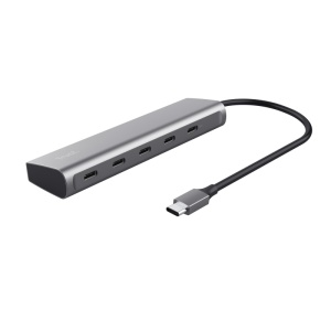 Hub Trust Halyx, 5 porturi USB-C 3.2 gen 1: 1 USB-C 100W PD port / 4 USB-C data ports, USB PD 3.0, gri - Img 6