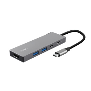 Hub USB Trust Dalyx USB-C, 5 porturi, HDMI, Gri