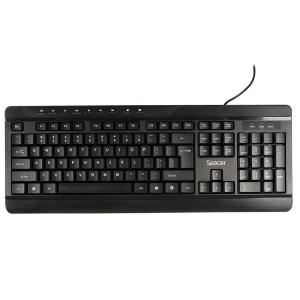 KIT Spacer, tastatura cu fir multimedia 104 taste (+ 9 taste multimedia) + mouse rezolutie max.1600dpi, 4 butoane, rotita scroll, negru - Img 3