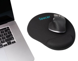 Mousepad Spacer, suport incheietura cu gel, cauciuc si material textil, 240 x 220 mm, negru - Img 4
