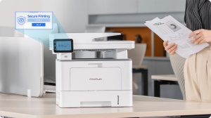 Multifunctional PANTUM BM5220ADW MONO, Dimensiune A4, Functi: Printare, Scanare, Copiere, Duplex automat, Viteza printare: 42ppm, 1200x1200 dpi, Limbaje printare: PCL5e, PCL6, PS, GDI, Procesor: 1.2 GHz, Memorie: 1GB RAM, Touchscreen 3.5", NFC, Viteza - Img 2