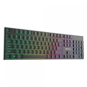 Tastatură office cu iluminare * Mod: USB cu fir * Număr tastă: 104 * Material: ABS * Culoare: Negru * Layout: SUA * Tip interfață: USB * Dimensiune: 438*126*26 mm * Compatibil cu Windows 2000/XP/Vista/Windows7/8/10/Mac - Img 4