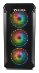 Carcasa GENESIS IRID 503 V2 Mini Tower ARGB NEGRU, Tempered Glass, Sloturi Expansiune 5, Drive Bays: 2x3.5" 3x2.5", Ventilatoare Suportate: 6 (spate: 1x120mm, fata: 3x120mm sau 2x140mm, sus: 2x120mm sau 2x140mm), Ventilatoare Incluse: 4 (4x120mm), Format - Img 2