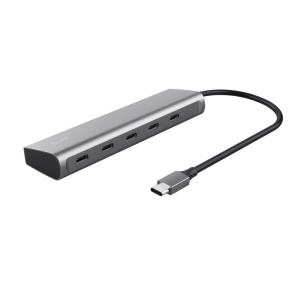 Hub Trust Halyx, 5 porturi USB-C 3.2 gen 1: 1 USB-C 100W PD port / 4 USB-C data ports, USB PD 3.0, gri - Img 7