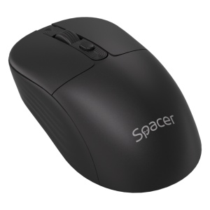 Mouse Spacer wireless, rezolutie 1600DPI, butoane/scroll 4/1,buton ON/OFF, click silentios S/D, baterie 1 x AA, inclusa, dimensiuni 108 x 62 x 36mm, negru - Img 2