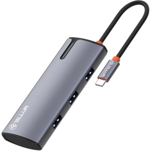 Hub USBC 3.0 Tellur, porturi 1 x HDMI, 3 x USB 3.0, 1 x USB-C, dimensiuni 42 x 112.5 x 16.5 mm, gri - Img 3