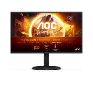 Monitor AOC 24.5" 25G4SXU, Diagonal (inch): 24.5, Diagonal (cm): 62.2, Aspect ratio: 16:9, Panel: IPS, Resolution: 1920x1080, Refresh Rate: 310Hz, Response time GtG: 1ms, Response time MPRT: 0.3ms, Brightness (max): 400 cd/m², Contrast (static) : 1000:1,