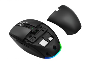 Mouse wireless AirFlow 2.4G+BT cu mod dual, cu receptor dual USB-A +USB-C; LED frontal Mod: 2.4G + Bluetooth Număr cheie: 6 Material: ABS Culoare: Negru complet DPI: 800-1200-1600 Comutator: Clic silențios pentru butonul L-R Interfață: Receptor - Img 1