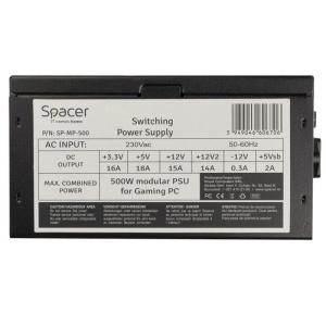 Sursa Spacer ATX Modulara 500W, fan 120mm, 1x PCI-E (6+2), 3x S-ATA, 1x P8 (4+4), „SP-MP-500” - Img 9