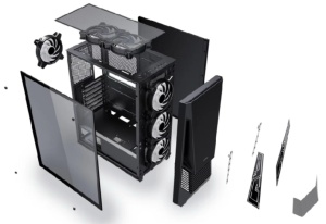 Carcasa gaming Serioux Rogue, tip middle tower, mesh si banda ARGB, Capac superior cu filtru magnetic de praf, panoul lateral: sticla securizata, sasiu: SPCC 0.6T, USB2.0x2+HD Audio, USB 3.0 x1, porturi rezervate pentru ventilator:, față: 1 ventilator - Img 3