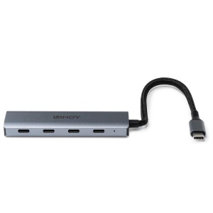 Hub Lindy USB 3.2 4 Port, latime de banda suportata: 10 Gbps, chipset Chipset: AW3410 + GL3590, lungime cablu 150mm, gri - Img 3