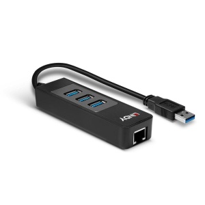 Hub USB Lindy LY-43176, 3 porturi 3.0 + Ethernet, negru - Img 2