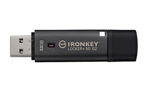 Memorie USB Kingston IronKey Locker+ 50 G2 32 GB, USB Type-A, Negru