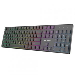 Tastatură office cu iluminare * Mod: USB cu fir * Număr tastă: 104 * Material: ABS * Culoare: Negru * Layout: SUA * Tip interfață: USB * Dimensiune: 438*126*26 mm * Compatibil cu Windows 2000/XP/Vista/Windows7/8/10/Mac - Img 5
