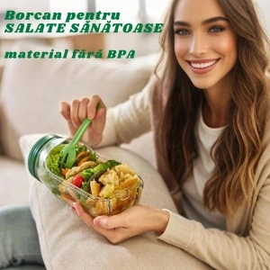 Caserola Alimentara cu Capac Etans, Recipient Reutilizabil pentru Picnic, Pranz, Salata, 1L - Img 3