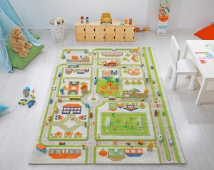 Covor de joaca pentru copii 3D Traficul orașului (verde) 160x230 - Img 6
