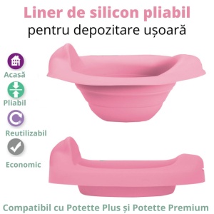 Potette Plus, Liner reutilizabil pentru olita portabila, silicon, roz