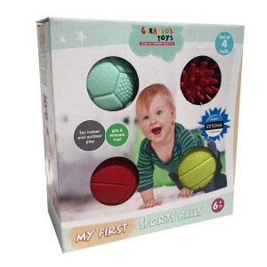 Set 4 mingi sport pentru copii Gerardo’s Toys – My First Sports Balls Set, mini mingi ușoare și moi pentru joacă activă, coordonare mână-ochi, indoor & outdoor – Made in EU, 6 luni+ - Img 10