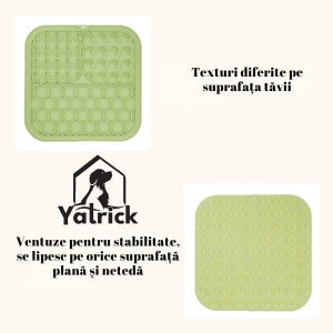 Yatrick Covoraș Tavă Slow Feeder din Silicon pentru Câini și Pisici – Hrănire Lentă, Antisufocare, Antiderapant, Relaxare & Stimulare Mentală - culoare roz - Img 7