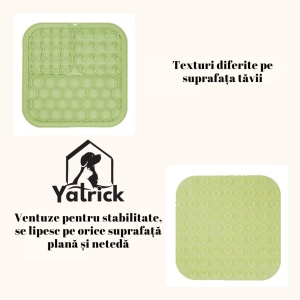 Yatrick Covoraș Tavă Slow Feeder din Silicon pentru Câini și Pisici – Hrănire Lentă, Antisufocare, Antiderapant, Relaxare & Stimulare Mentală - culoare albastru - Img 10