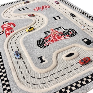 Covor de joaca pentru copii 3D interactiv Racer Grey (pista de curse) 134x180 - Img 3