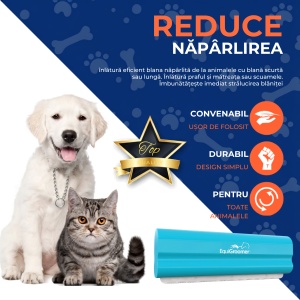 EasyGroomer 5" (12,7 cm) by EquiGroomer – Perie profesională de îngrijire pentru câini, pisici și alte animale mici, potrivită tot timpul anului, excelentă în perioada de năpârlire, lamă din oțel, mâner din lemn, culoare turcoaz - Img 4