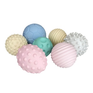 Set 7 mingi senzoriale pentru bebeluși Gerardo’s Toys – jucărie educativă tactilă, culori și texturi diferite, dezvoltare senzorială și motricitate, Made in EU, de la 0 luni - Img 9