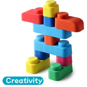 Set de Constructie cuburi moi cu roți Gerardo’s Toys 33 piese – jucărie senzorială educativă soft pentru bebeluși și copii 6+ luni | cuburi senzoriale, motricitate, construcții sigure, multicolor, material antibacterian moale și sigur - Img 3