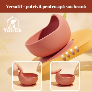 Castron/bol antiderapant din silicon pentru animale - bol de apă/hrană caini și pisici, antistropire, cu ventuză, moale, durabil, silențios - culoare albastru - Img 5