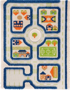 Covor de joaca pentru copii 3D Traficul orașului (albastru) 80x113 - Img 1