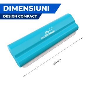 EasyGroomer 5" (12,7 cm) by EquiGroomer – Perie profesională de îngrijire pentru câini, pisici și alte animale mici, potrivită tot timpul anului, excelentă în perioada de năpârlire, lamă din oțel, mâner din lemn, culoare turcoaz - Img 6