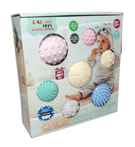 Set 7 mingi senzoriale pentru bebeluși Gerardo’s Toys – jucărie educativă tactilă, culori și texturi diferite, dezvoltare senzorială și motricitate, Made in EU, de la 0 luni - Img 4