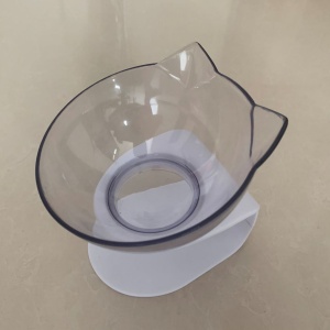 Yatrick Bol de apă sau mâncare pentru animale, elevat și înclinat, cu suport alb, bol transparent cu urechiușe, din plastic, ideal pentru câini și pisici, confort digestiv și postură corectă - Img 7