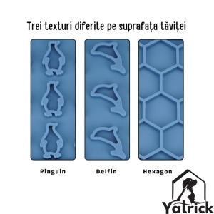 Yatrick Covoraș Tavă Slow Feeder din Silicon pentru Câini și Pisici – Hrănire Lentă, Antisufocare, Antiderapant, Relaxare & Stimulare Mentală - culoare albastru - Img 3