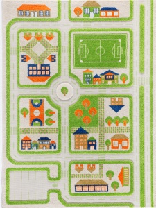 Covor de joaca pentru copii 3D Traficul orașului (verde) 134x180 - Img 1