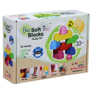 Set cuburi moi Gerardo’s Toys 10 piese – jucărie educativă senzorială soft pentru bebeluși 6+ luni | cuburi construcție sigure, motricitate, material antibacterian