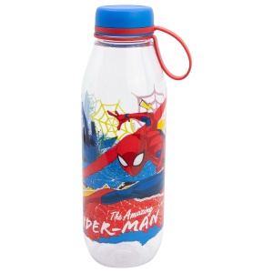 Sticlă de apă pentru copii Spiderman 650 ml, Ecozen/Tritan, fără BPA, capac cu mâner silicon, sticlă sport pentru școală și excursii