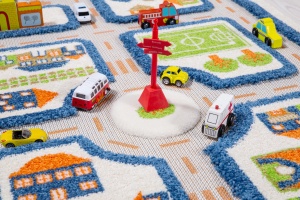 Covor de joaca pentru copii 3D Traficul orașului (albastru) 80x113 - Img 4