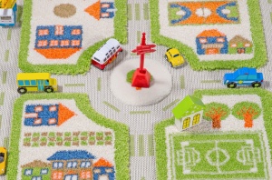 Covor de joaca pentru copii 3D Traficul orașului (verde) 80x113 - Img 4