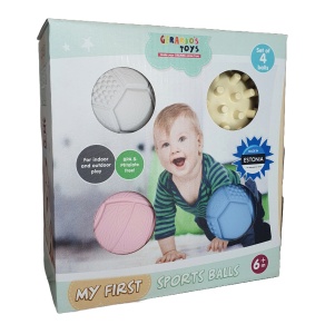 Set 4 mingi sport pentru copii Gerardo’s Toys – My First Sports Balls Set, mini mingi ușoare și moi pentru joacă activă, coordonare mână-ochi, indoor & outdoor – Made in EU, 6 luni+ - Img 8