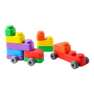 Set cuburi moi cu roți Gerardo’s Toys 21 piese – jucărie educativă senzorială soft pentru bebeluși 6+ luni | cuburi construcție sigure, motricitate, vehicule, material antibacterian - Img 9